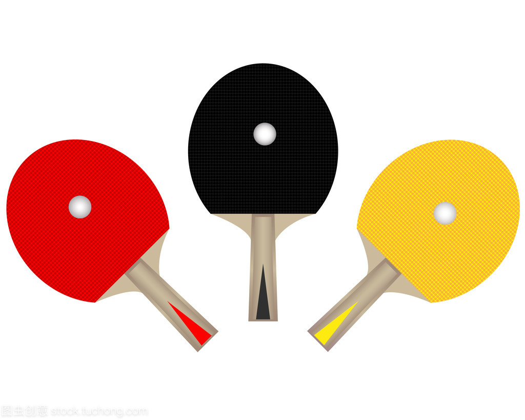 三个乒乓球球拍