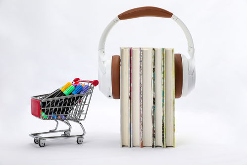 耳机书本学习用品摆拍校园物品摄影图 摄影